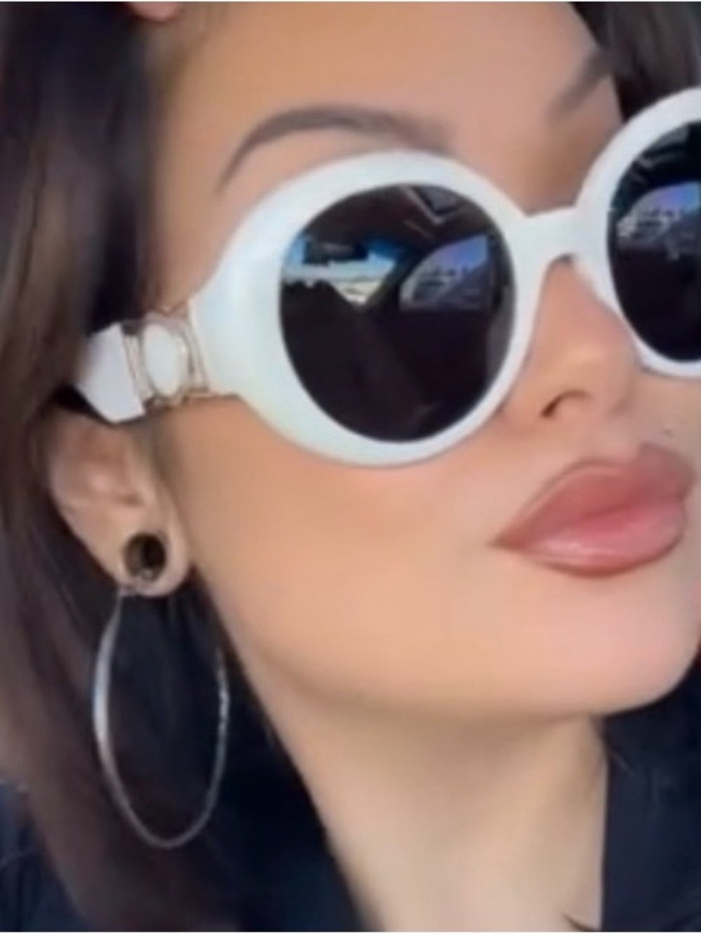 Versace White Round Sunglasses with Black Lenses
